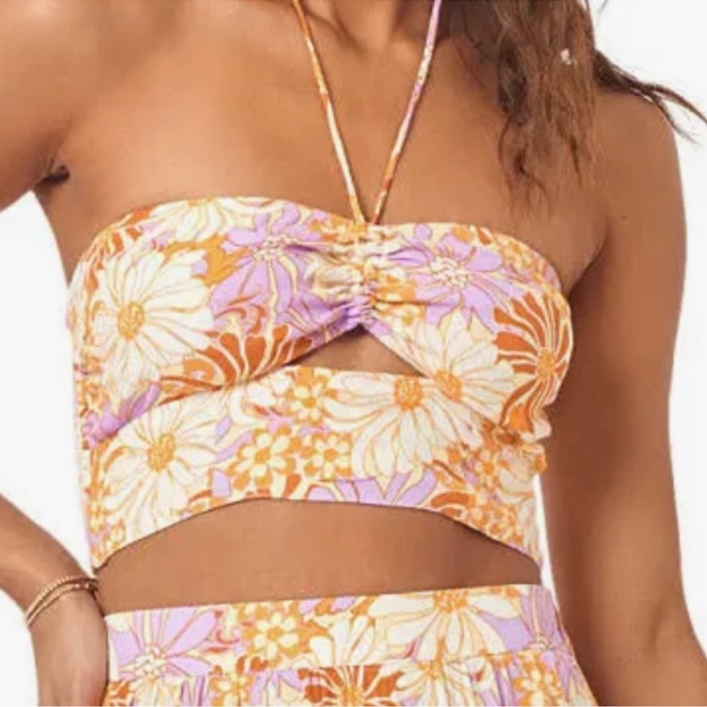 L*Space Orange and Purple Floral Strapless Top - New